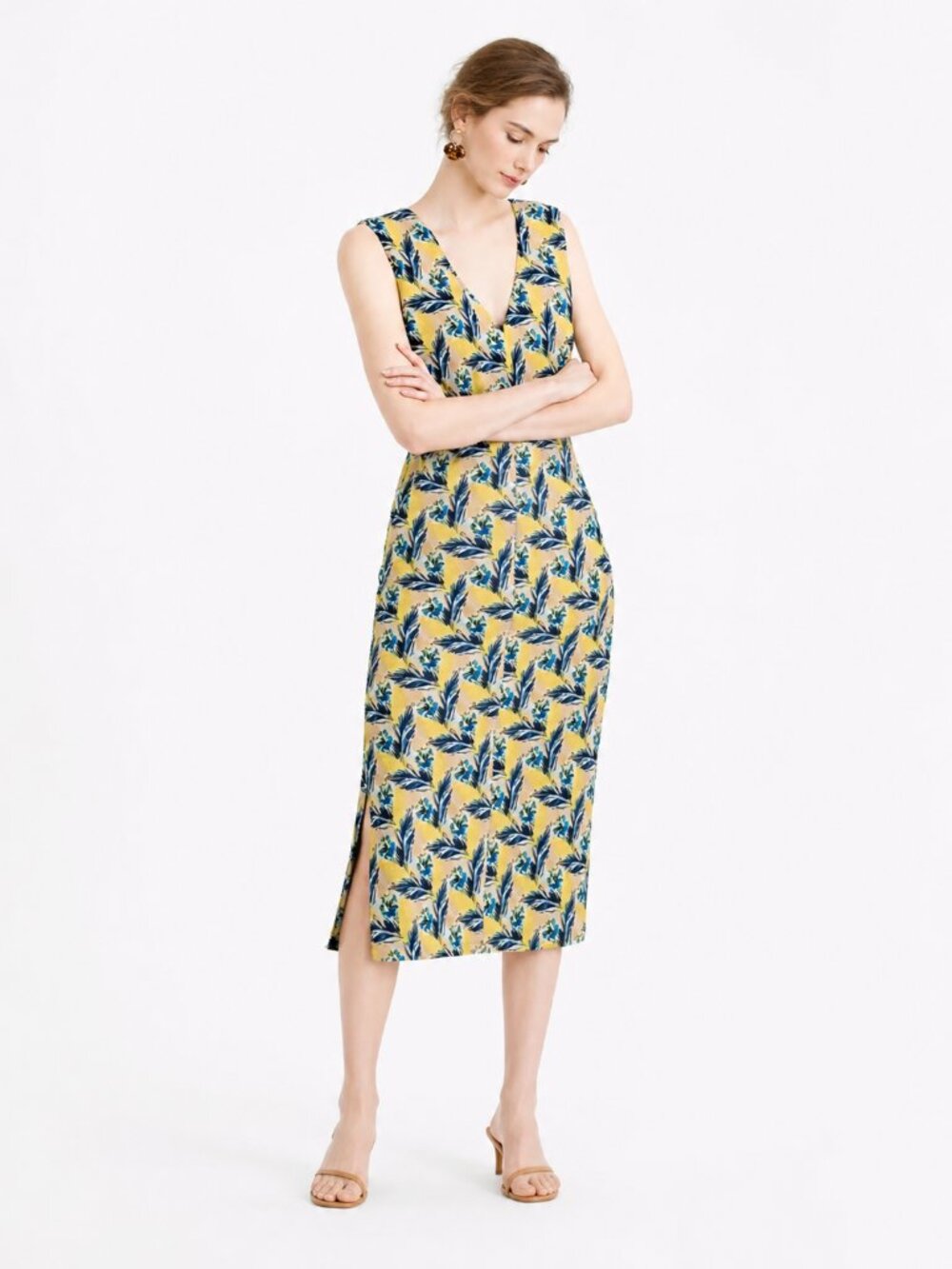 J. Crew 100% Silk Spring Meadow Floral Dress – Size 6 – Yellow - Picture 1 of 6